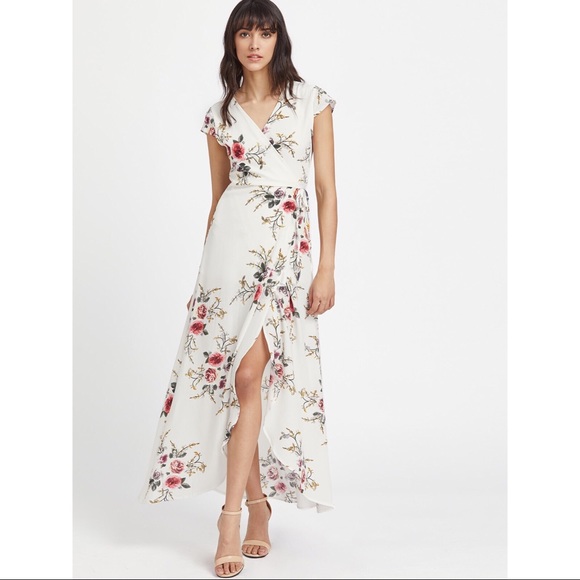Floral Side Slit Wrap Maxi Dress - Picture 2 of 6